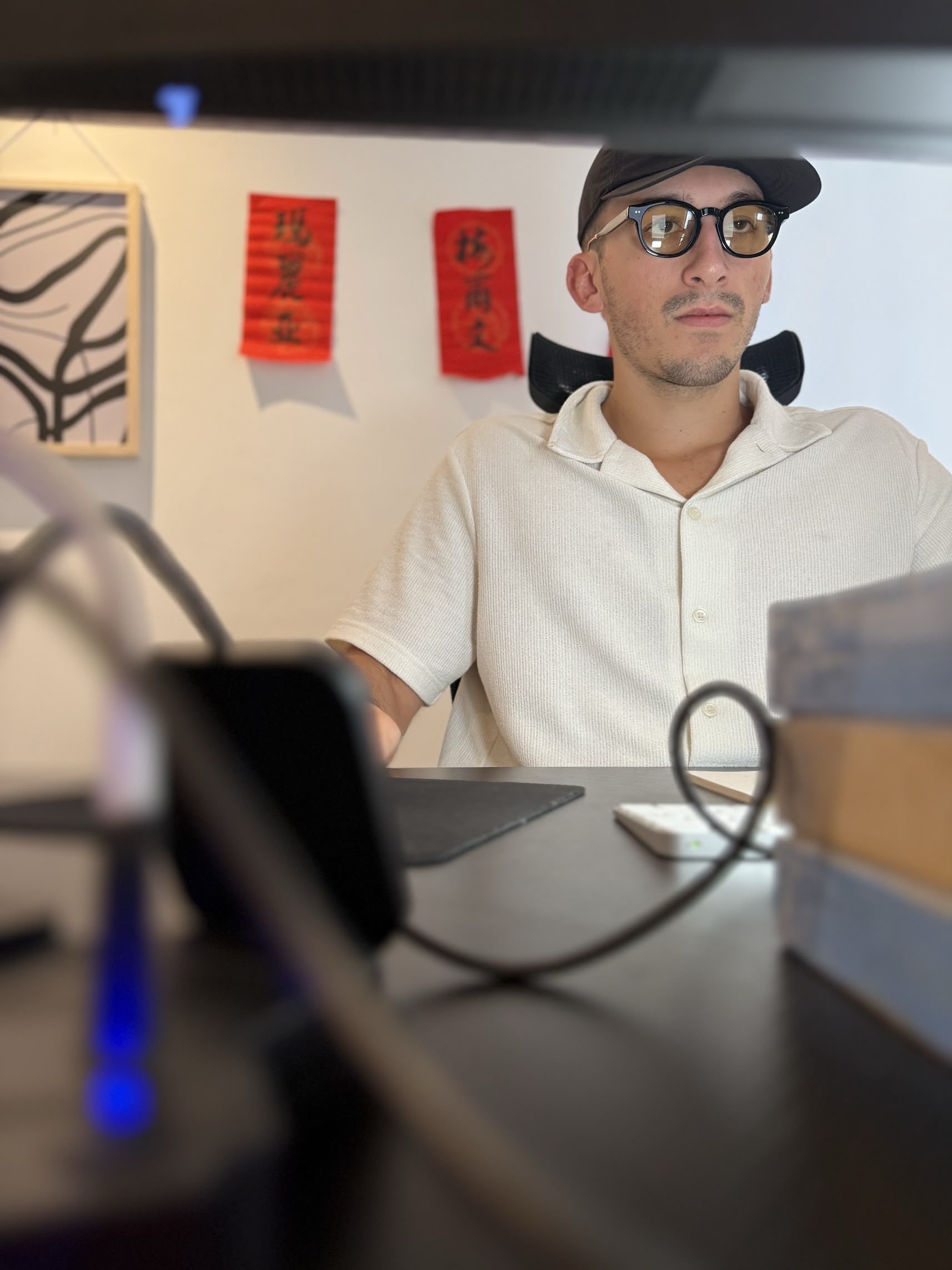 Content creator recording testimonial